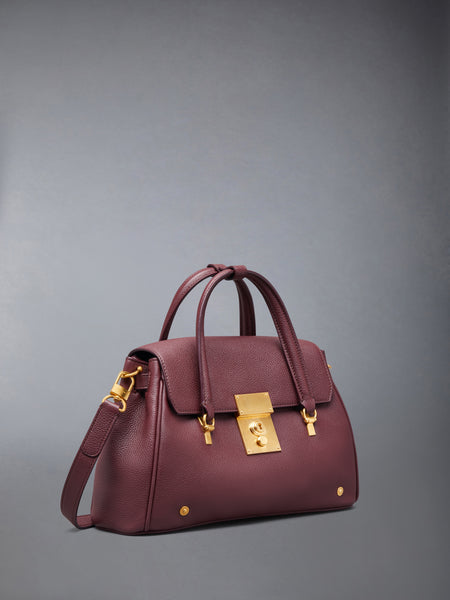 SMALL BOLTON BAG IN SOFT PEBBLE GRAIN LEATHER DK BURGUNDY