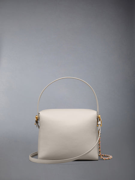 SOFT PEBBLE GRAIN BOX BAG OFF WHITE