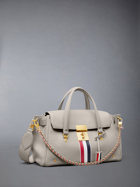 RWB STRIPE BOLTON BAG IN SOFT PEBBLE GRAIN LEATHER OFF WHITE