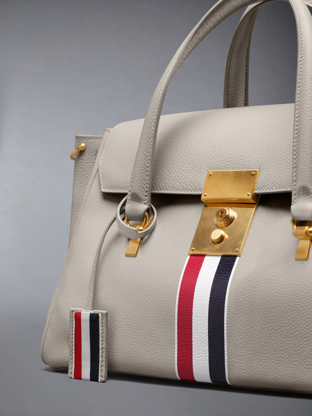 RWB STRIPE BOLTON BAG IN SOFT PEBBLE GRAIN LEATHER OFF WHITE