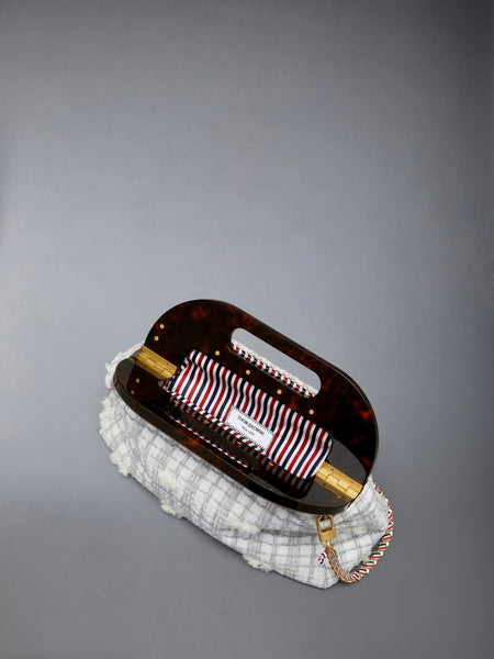 JR. TEVIOT BAG IN REPP STRIPE POUF TWEED MED GREY