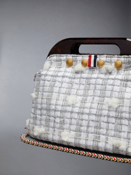 JR. TEVIOT BAG IN REPP STRIPE POUF TWEED MED GREY