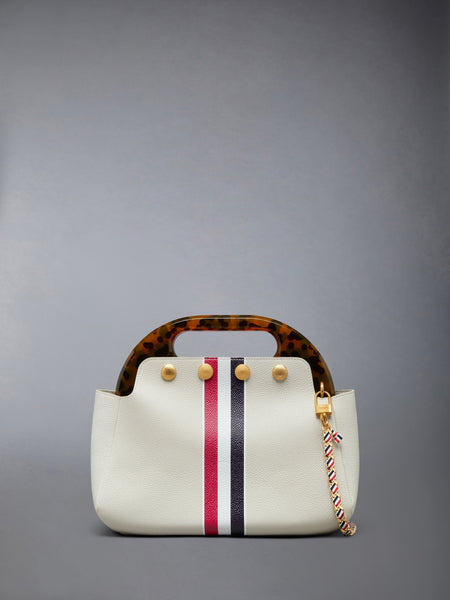RWB STRIPE MINI TEVIOT BAG IN PEBBLE GRAIN LEATHER KHAKI