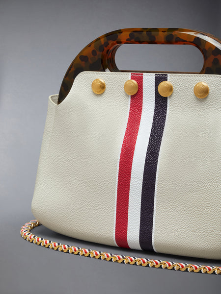 RWB STRIPE MINI TEVIOT BAG IN PEBBLE GRAIN LEATHER KHAKI