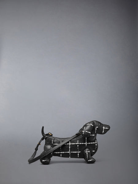 BABY HECTOR BAG IN PEBBLE GRAIN LEATHER AND WINDOWPANE PEARL EMBROIDERY BLACK