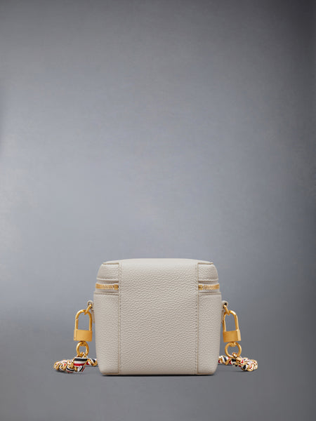 BOX POUCH IN SOFT PEBBLE GRAIN LEATHER OFF WHITE