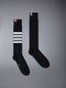 LIGHTWEIGHT COTTON 4-BAR OVER THE CALF SOCKS - BLACK