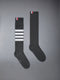 LIGHTWEIGHT COTTON 4-BAR OVER THE CALF SOCKS - DARK GREY