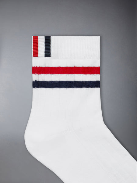 RWB STRIPE ATHLETIC ANKLE SOCKS WHITE