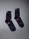 COTTON HECTOR FLORAL SCALLOPED ANKLE SOCKS - NAVY