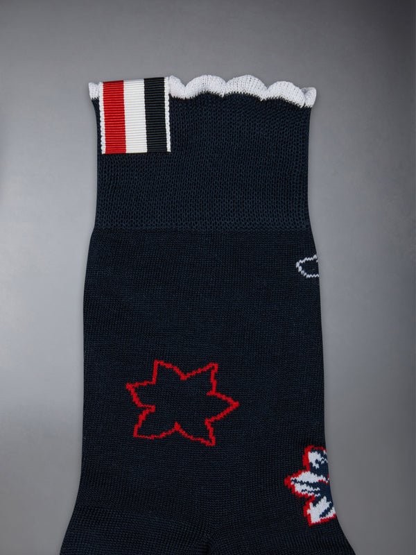 COTTON HECTOR FLORAL SCALLOPED ANKLE SOCKS