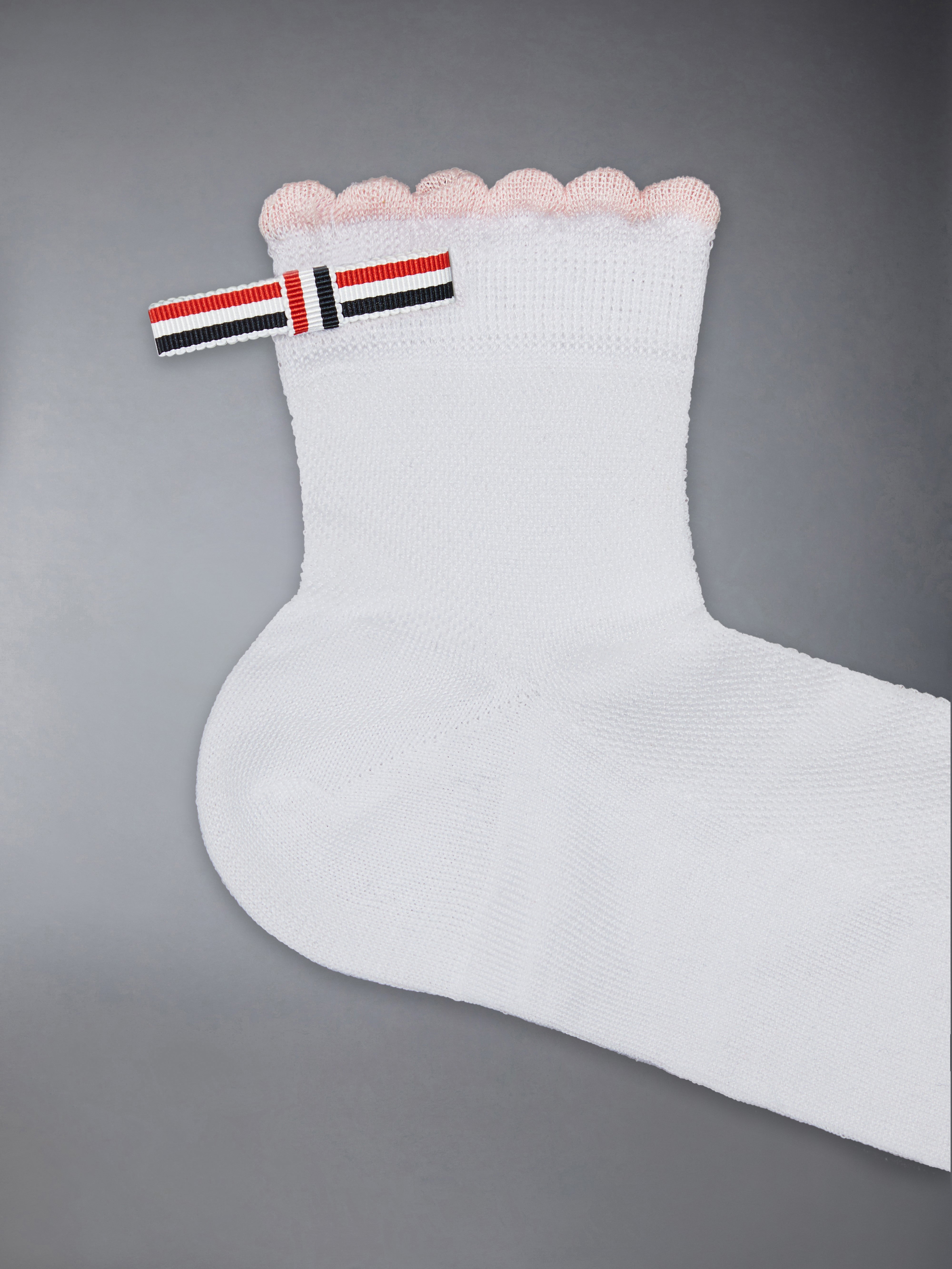 Scalloped Edge Pointelle Stitch Crew Socks | Thom Browne