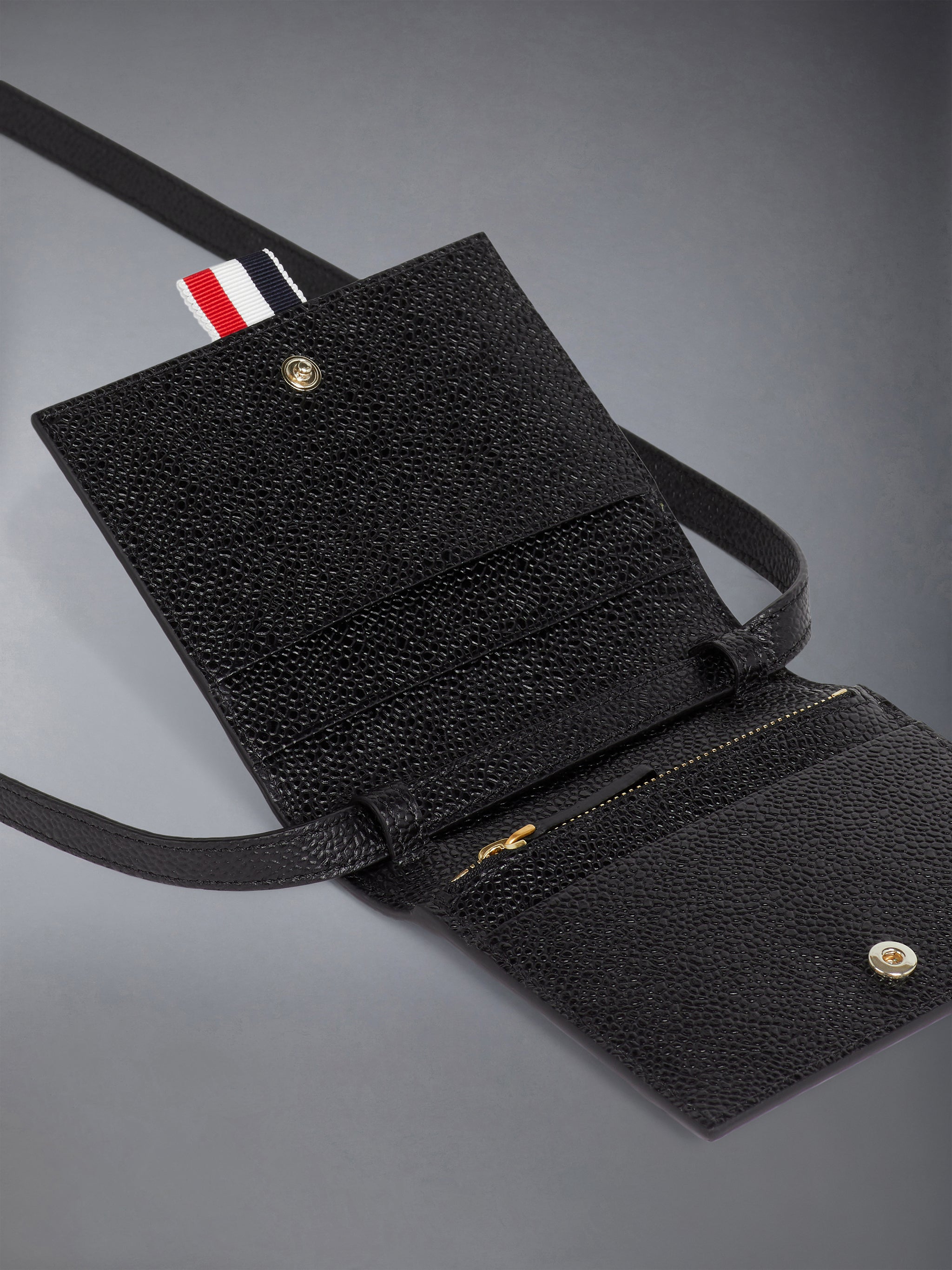 ペブルグレインショルダーストラップカードホルダー | Thom Browne