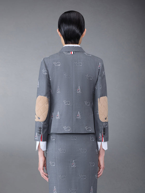 スーパー 120's ツイル エルボーパッチ ホエール&セイルボート ハイアームホール スポーツコート - image 2