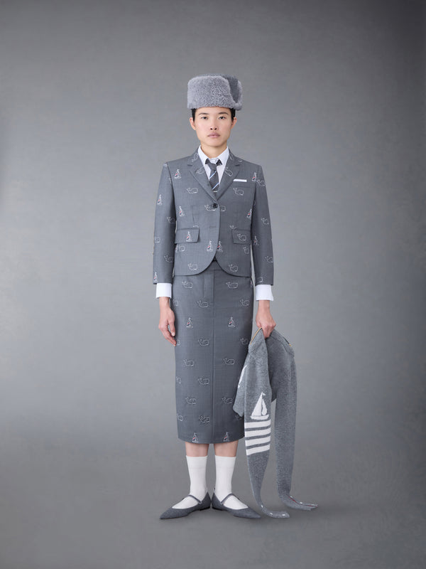 スーパー 120's ツイル エルボーパッチ ホエール&セイルボート ハイアームホール スポーツコート - image 3