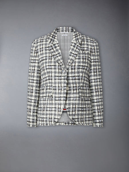 RIBBON TWEED SPORTCOAT WITH FRAY EDGE WHITE