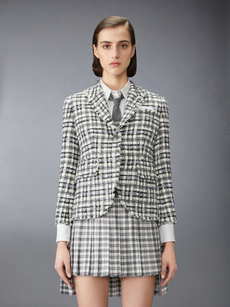 RIBBON TWEED SPORTCOAT WITH FRAY EDGE WHITE
