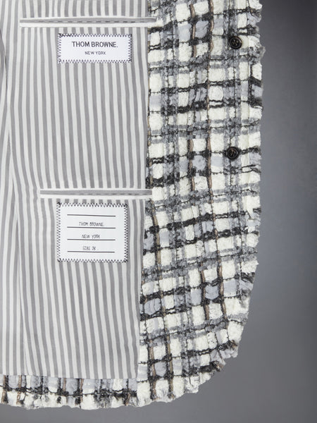 RIBBON TWEED SPORTCOAT WITH FRAY EDGE WHITE
