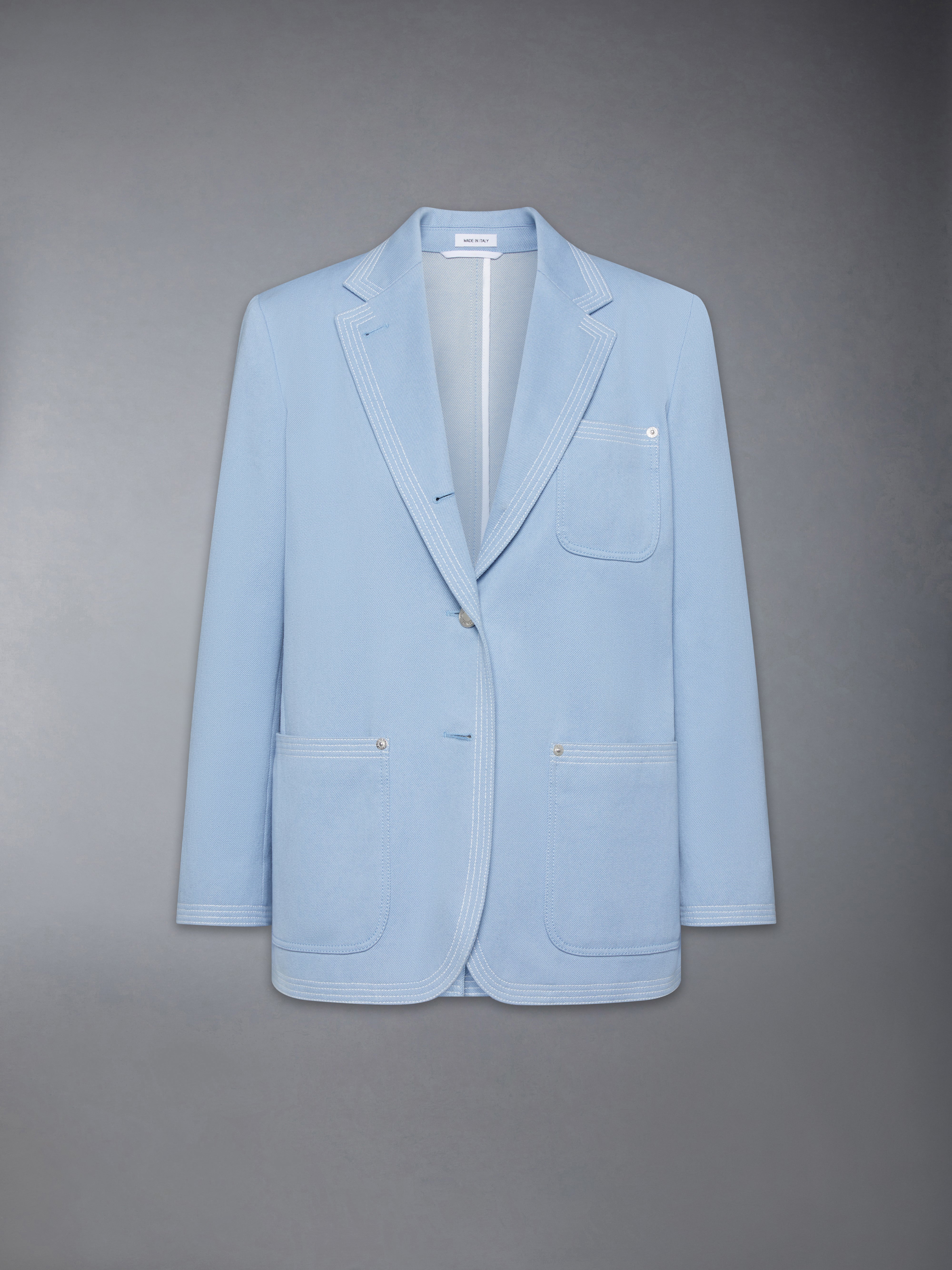 Unconstructured Denim Sack Sportcoat | Thom Browne