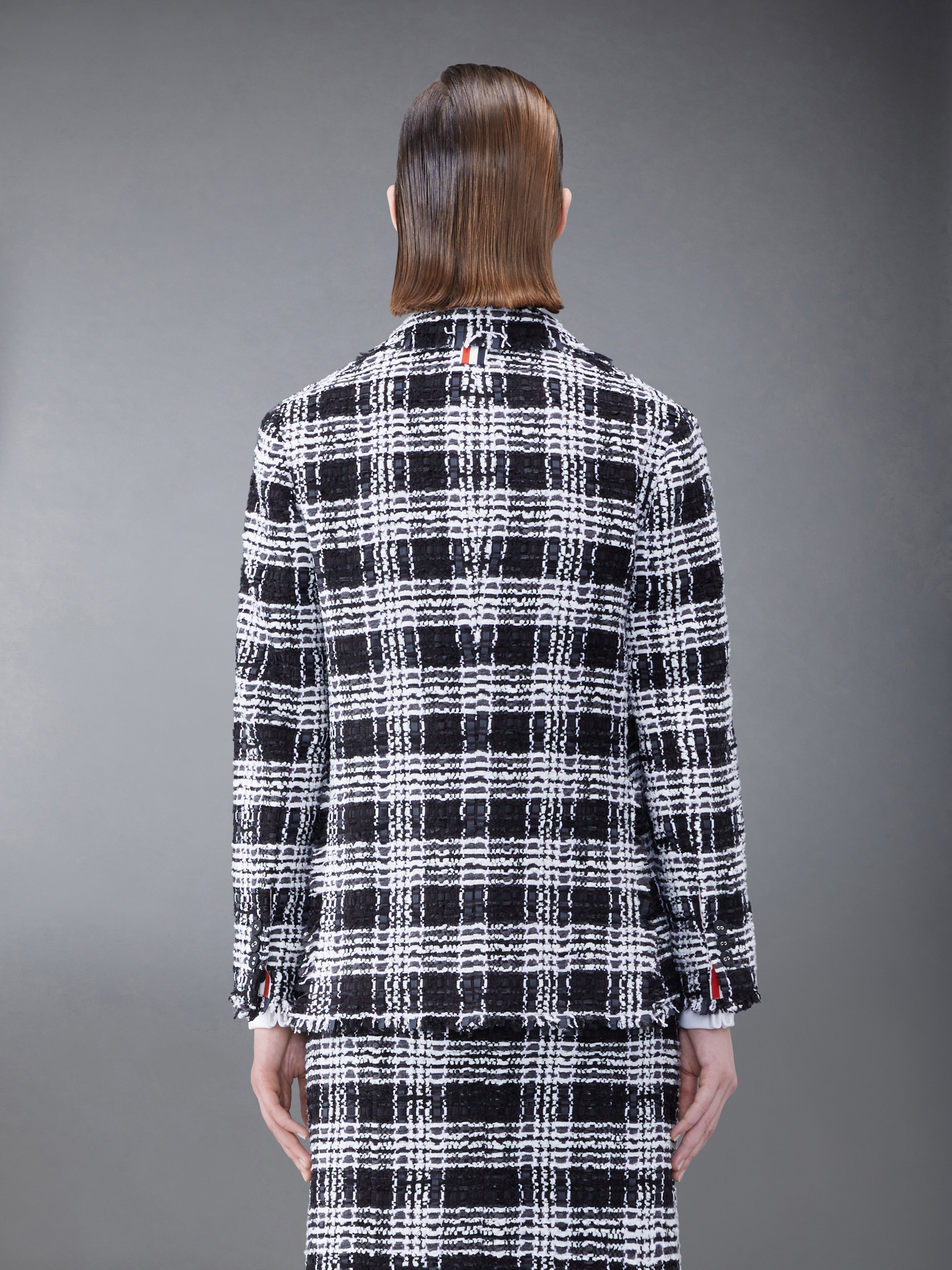 Prince Of Wales Chenille Tweed Frayed Classic Sport Coat | Thom Browne
