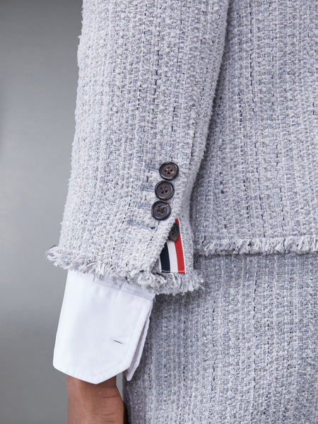 TWEED FRAY 4-BAR CROPPED SACK JACKET MED GREY