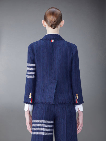 TWEED FRAY 4-BAR CROPPED SACK JACKET NAVY