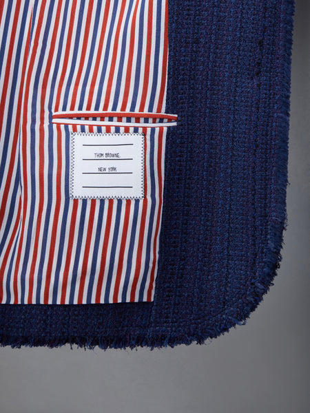 TWEED FRAY 4-BAR CROPPED SACK JACKET NAVY