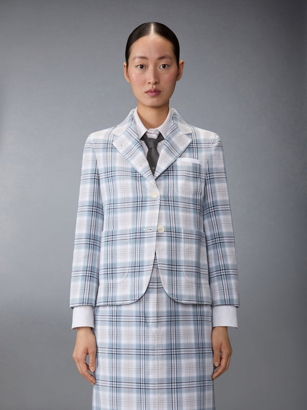WINDOWPANE PLAID UNCONSTRUCTED  CROPPED SACK JACKET - image 1