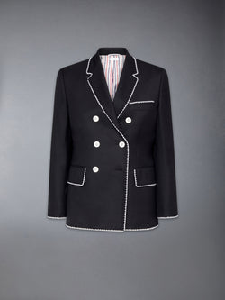 FIT 1 - DOUBLE BREASTED CLASSIC SPORT COAT W/ BLANKET STITCH PEARLS ON SUPER 120'S WOOL TWILL