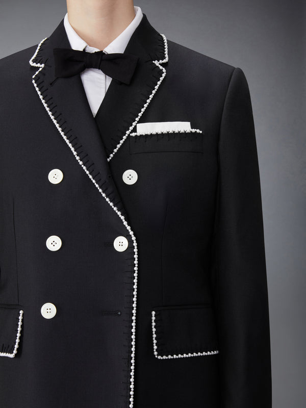 FIT 1 - DOUBLE BREASTED CLASSIC SPORT COAT W/ BLANKET STITCH PEARLS ON SUPER 120'S WOOL TWILL - image 7