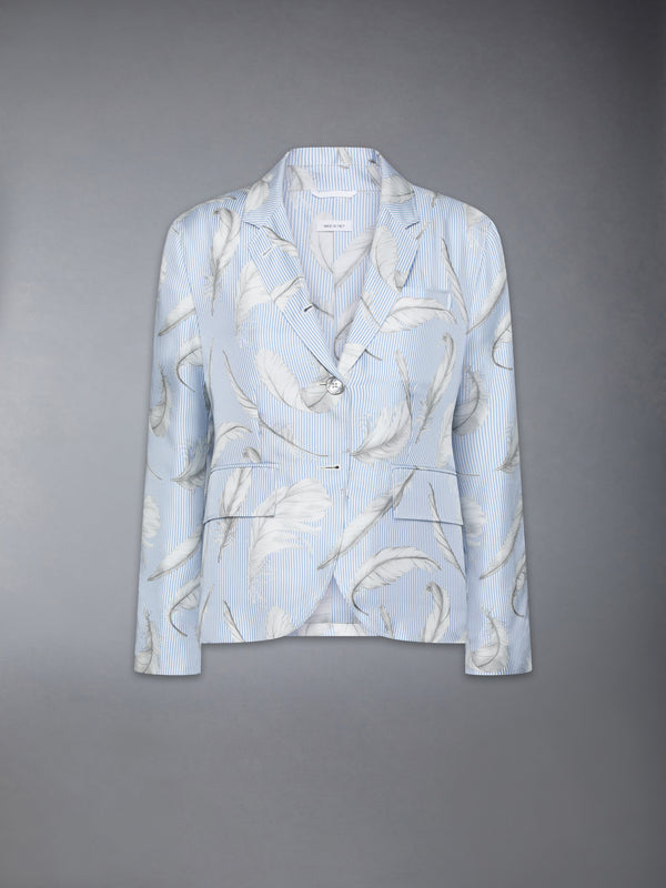 FEATHER PRINTED SILK TWILL HIGH ARMHOLE SPORTCOAT - featured image