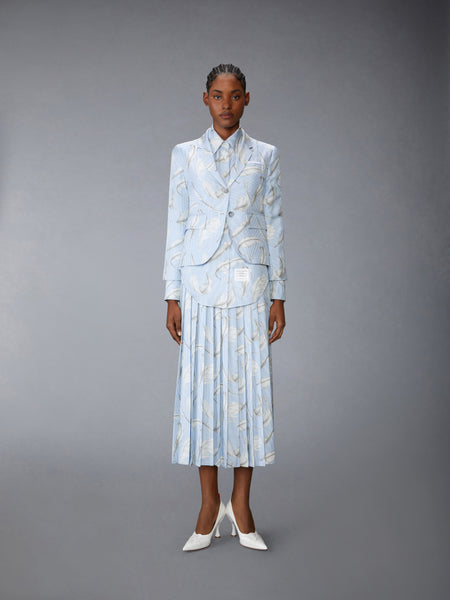 FEATHER PRINTED SILK TWILL HIGH ARMHOLE SPORTCOAT
