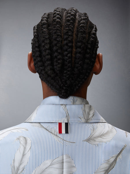 FEATHER PRINTED SILK TWILL HIGH ARMHOLE SPORTCOAT