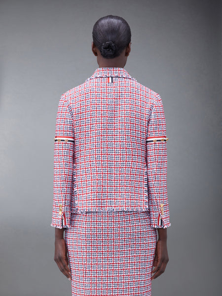 CHECK SUMMER TWEED FRAY ARMBAND SLIM FIT SPORT COAT RWBWHT