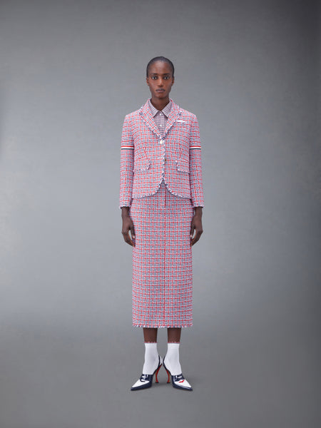 CHECK SUMMER TWEED FRAY ARMBAND SLIM FIT SPORT COAT RWBWHT