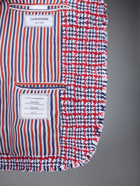 CHECK SUMMER TWEED FRAY ARMBAND SLIM FIT SPORT COAT RWBWHT