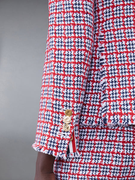 CHECK SUMMER TWEED FRAY ARMBAND SLIM FIT SPORT COAT RWBWHT