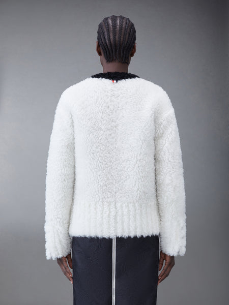 Dyed Shearling Cardigan BLK/WHT