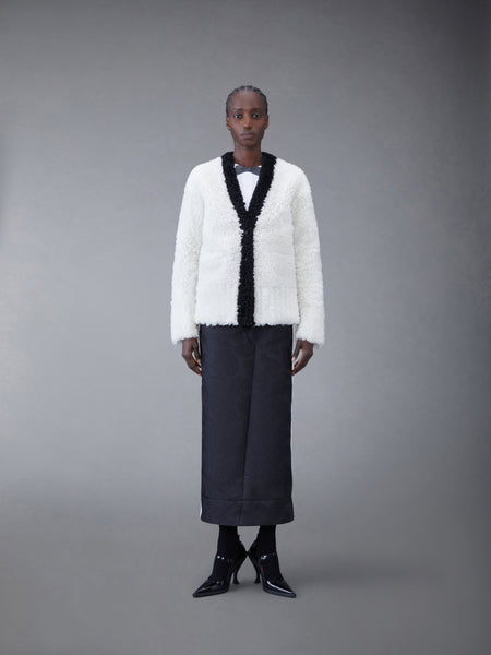 Dyed Shearling Cardigan BLK/WHT