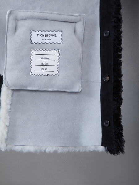 Dyed Shearling Cardigan BLK/WHT