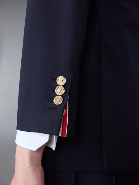 PLAIN WEAVE 4-BAR ELONGATED SINGLE BUTTON SPORT COAT DARK BLUE