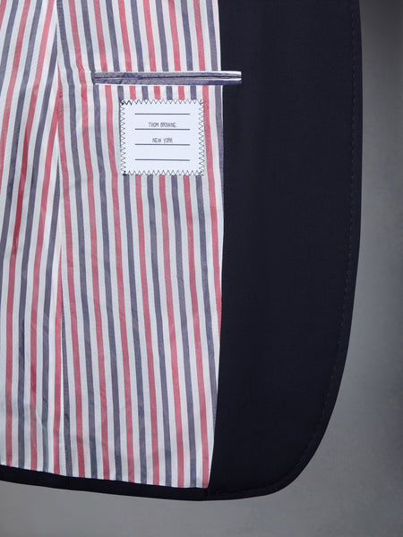 PLAIN WEAVE 4-BAR ELONGATED SINGLE BUTTON SPORT COAT DARK BLUE