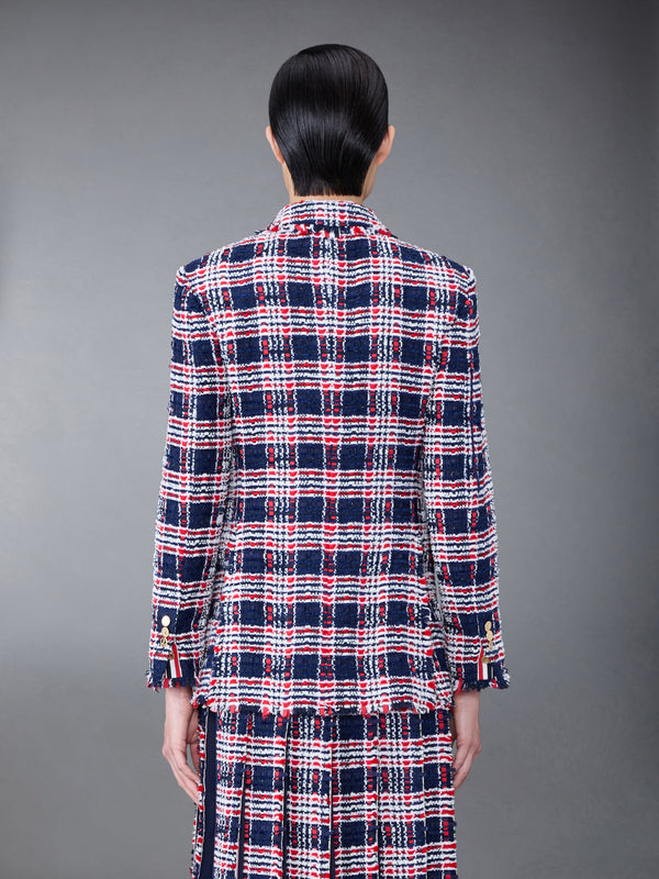Prince of Wales Check Frayed Chenille Tweed Elongated Sport Coat - image 2