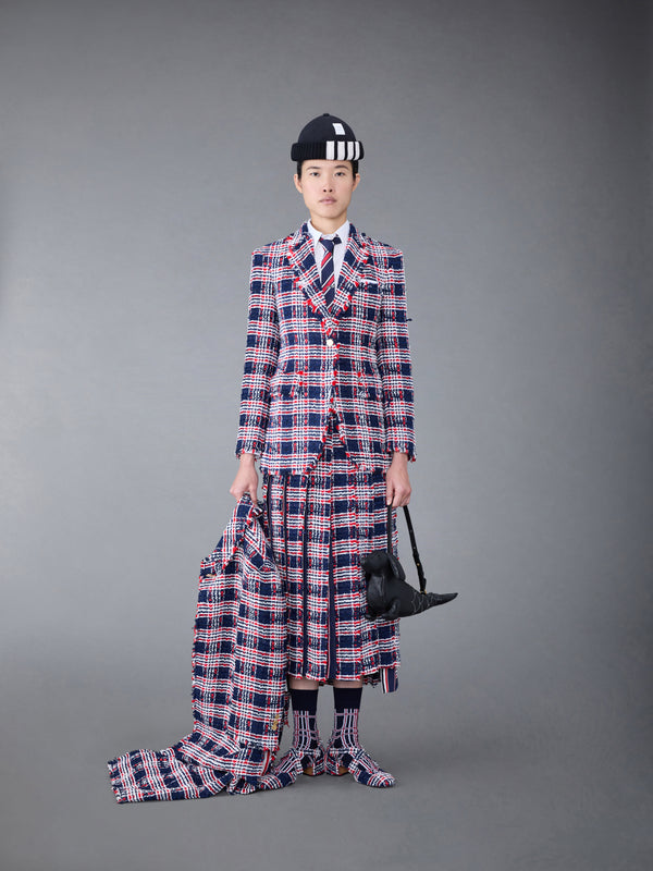 Prince of Wales Check Frayed Chenille Tweed Elongated Sport Coat - image 4