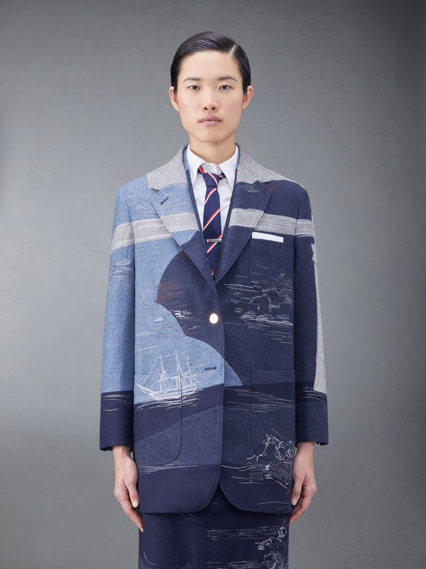 Wool Flannel Stitch Detail Oversized Sack Sport Coat - featured image