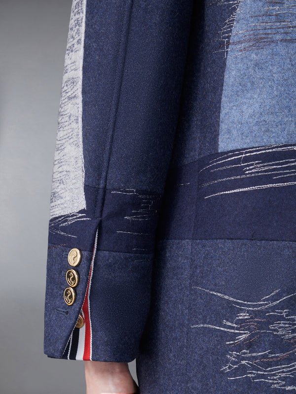 Wool Flannel Stitch Detail Oversized Sack Sport Coat - image 6