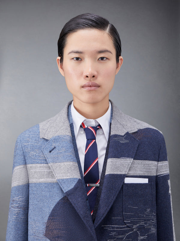 Wool Flannel Stitch Detail Oversized Sack Sport Coat - image 7