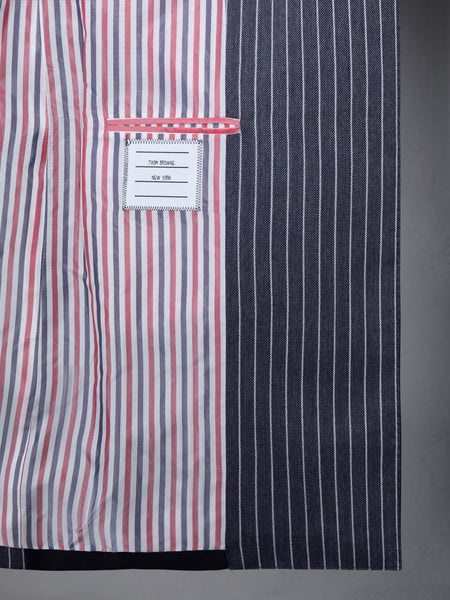 Fun-Mix Pinstripe and Super 120's Armband Double Breasted Classic Sport Coat NAVY