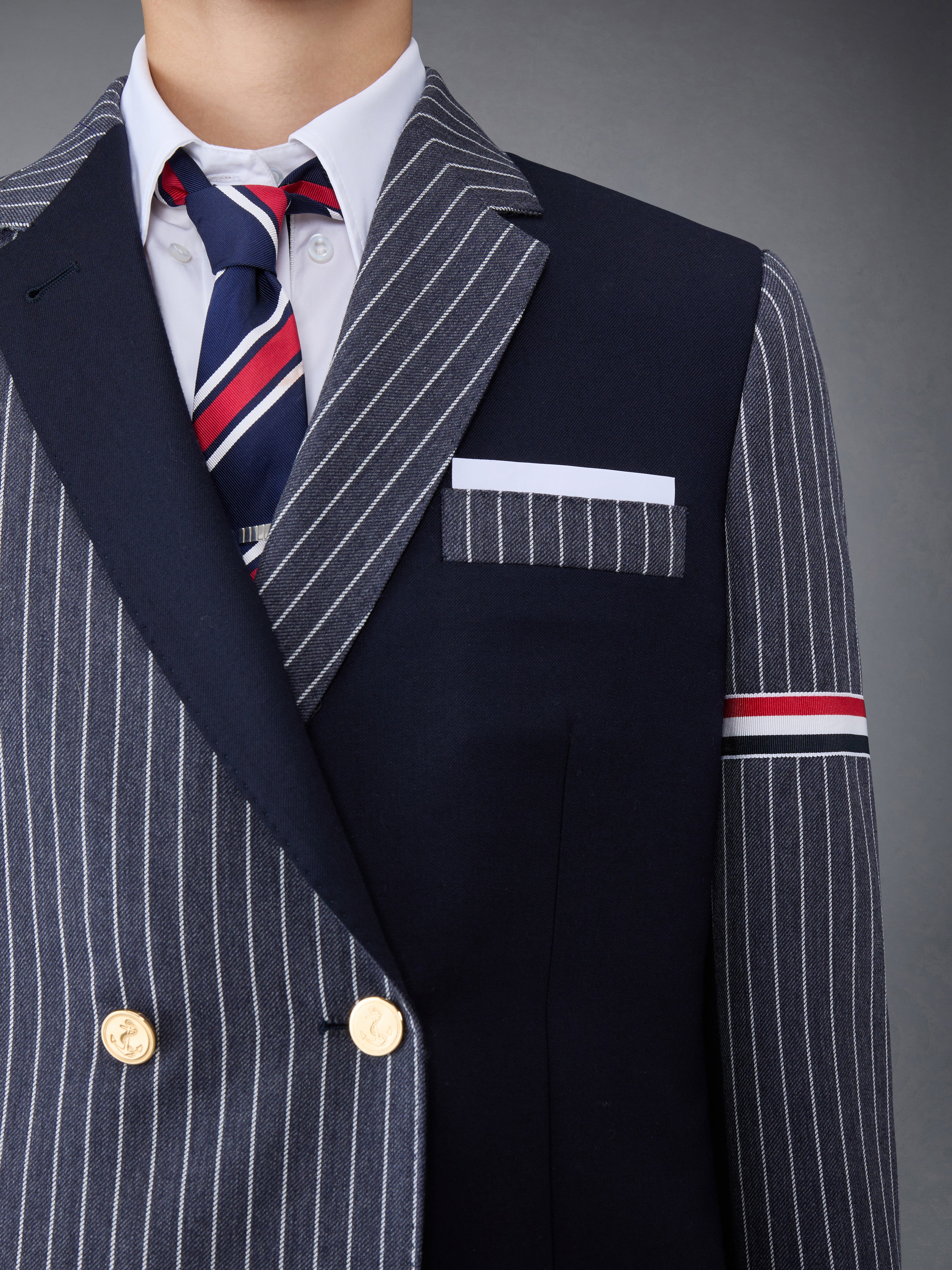 Fun Mix Pinstripe And Super 120's Armband Double Breasted