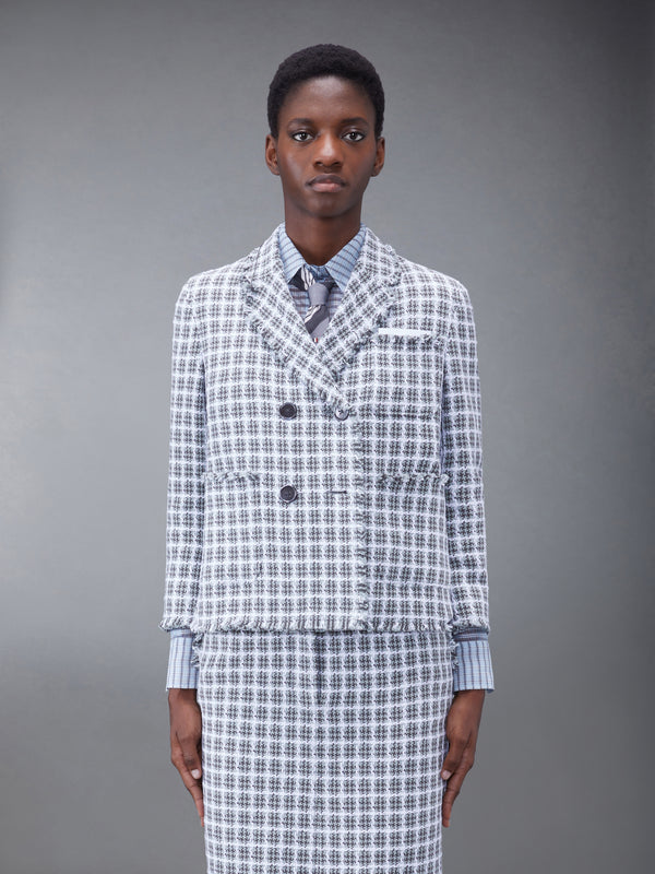 CHECK SUMMER TWEED FRAY CROPPED SACK SPORT COAT - featured image